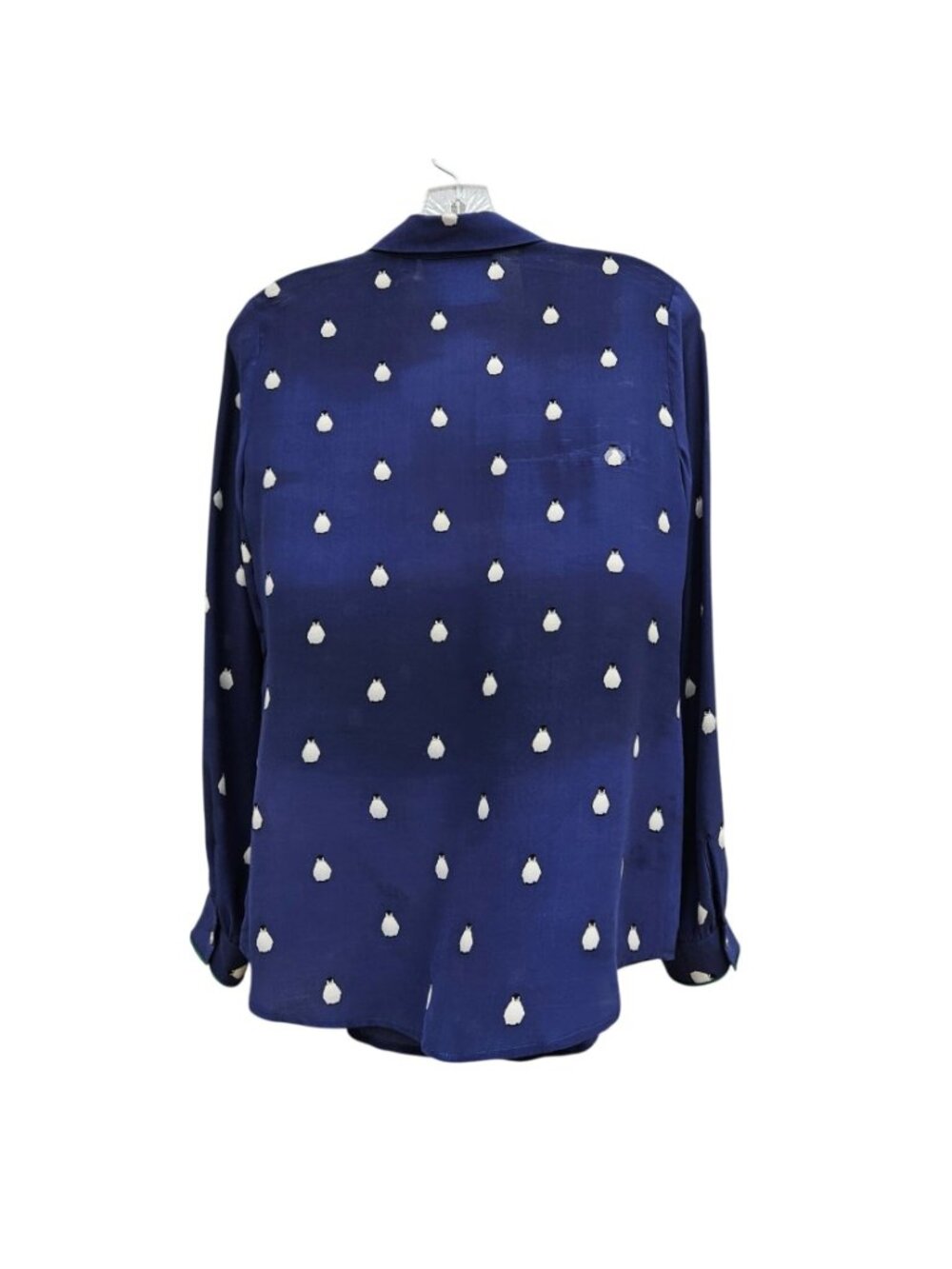 Alcée for Barneys New York Co-Op Silk Penguin Print Shirt Green Trim XS to S - Picture 7 of 11